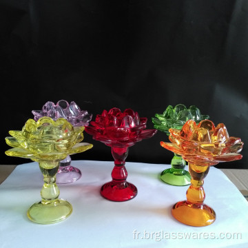 Bougeoir en verre pilier Lotus